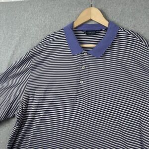 Polo Golf Ralph Lauren Shirt Mens XL Blue Stripe Pima Cotton Short Sleeve Preppy